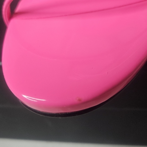 AAJ By Aminah Zayn Lucite Heel Asymmetrical Strap Dress Sandals - Neno Pink $150 - Picture 9 of 15